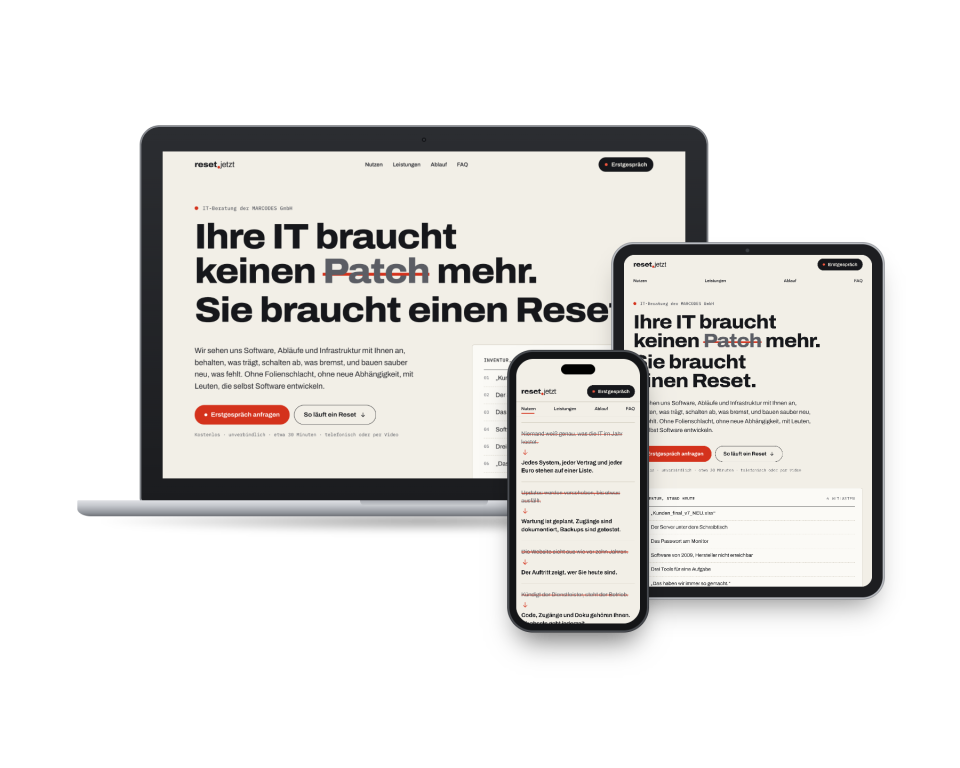 Design for reset.jetzt on multiple devices
