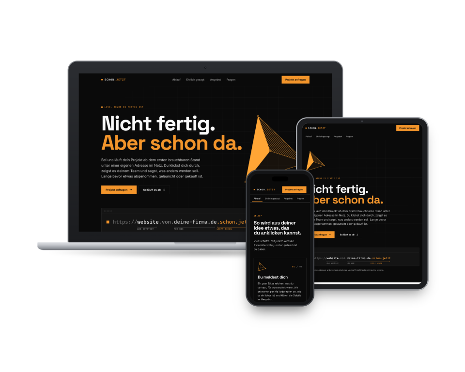 Design for schon.jetzt on multiple devices